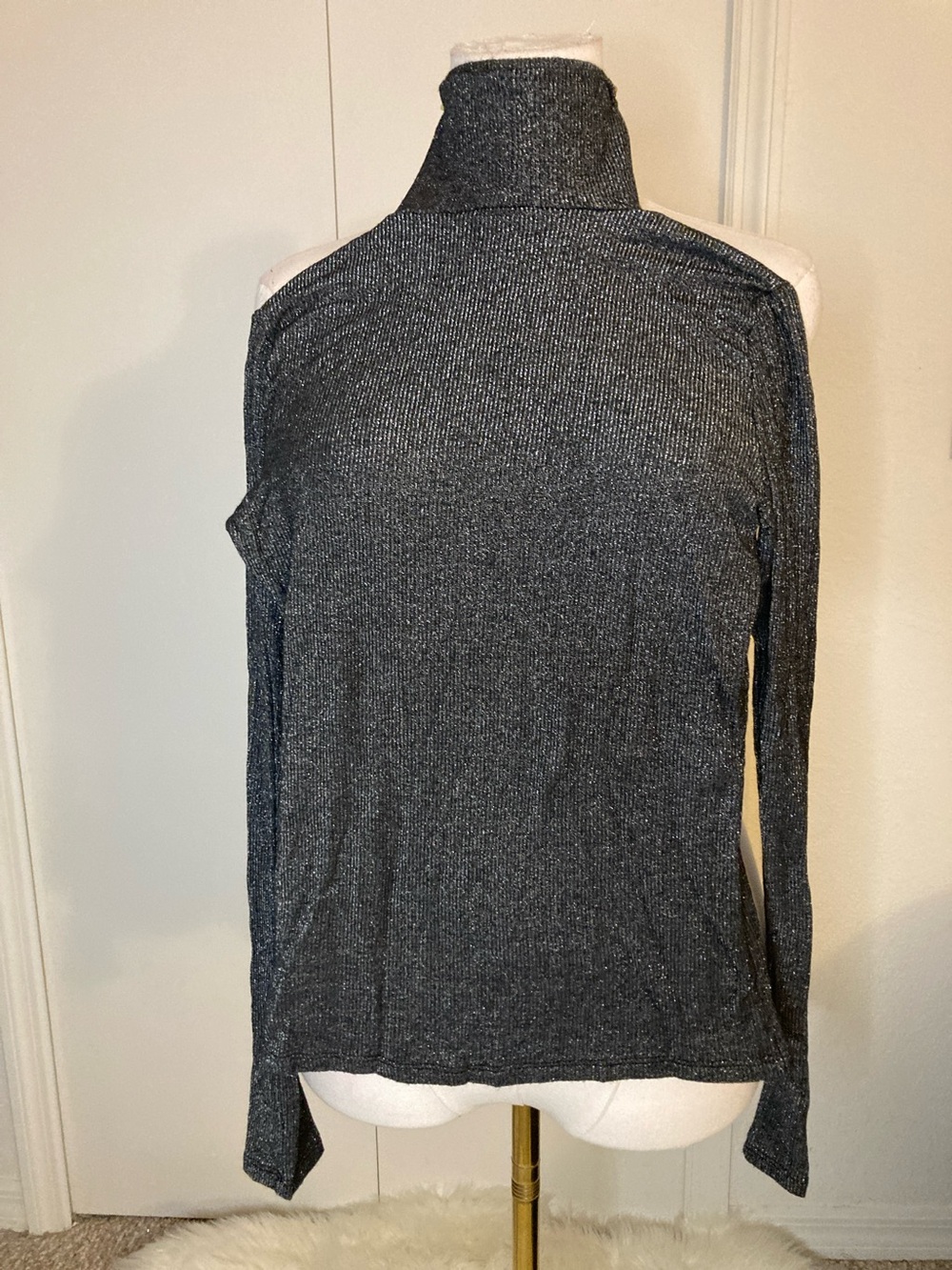 Express Metallic Charcoal Turtleneck Sweater